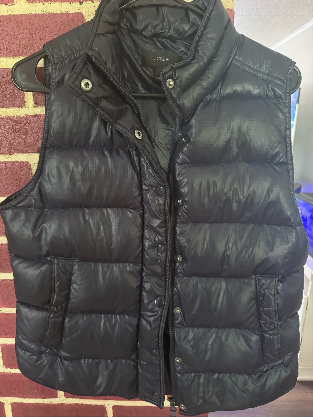 J. Crew Navy Quilted Down Vest